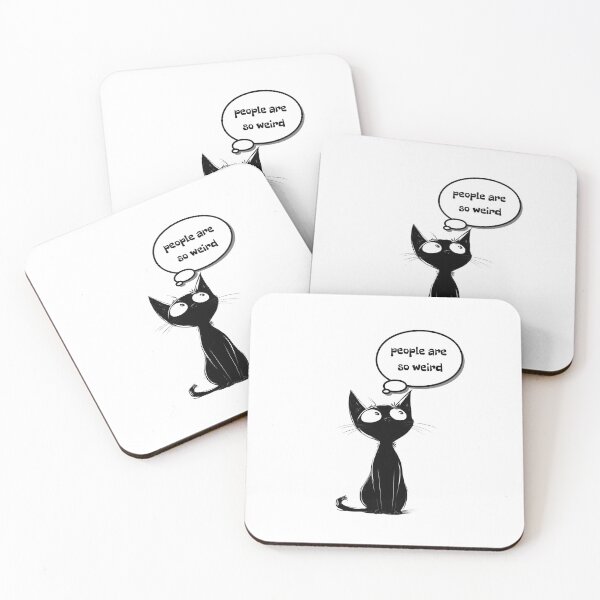 Item preview, People are so weird, black and white simple graphic with black cat designed and sold by silent-violin.