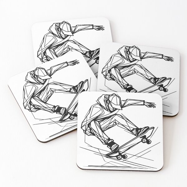 Item preview, Skateboarder in Abstract Line Art Style designed and sold by Coffee Lifestyle.