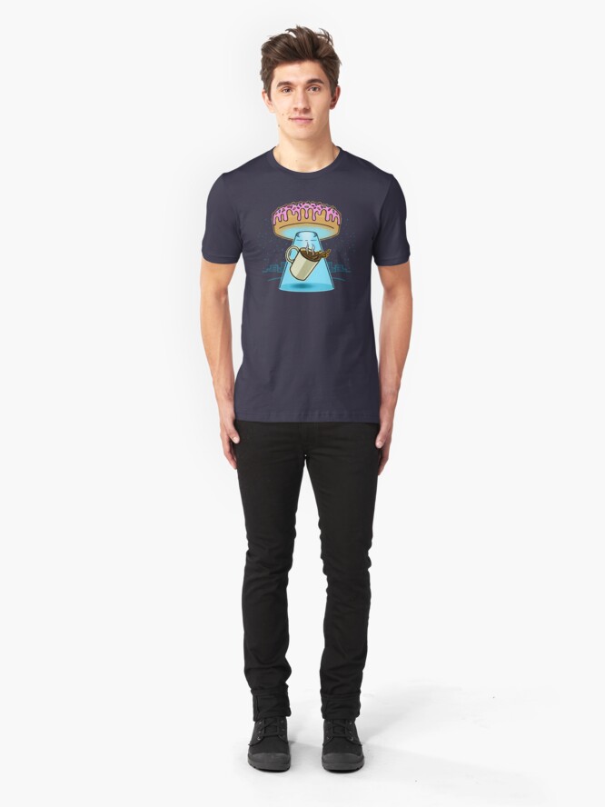 Alternate view of Donut Spaceship Coffee Slim Fit T-Shirt