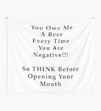 THINK Before You Speak with Black Text Wall Tapestry