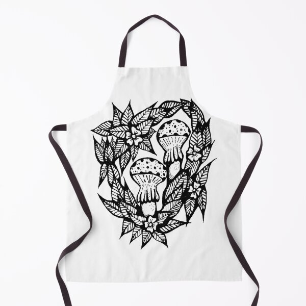 Item preview, Mushrooms With Leaf Border And Flowers Grayscale designed and sold by KayTurtless.