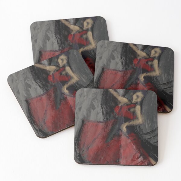 Item preview, Flamenco Dancer in grey, black and red designed and sold by Jane Domenech.