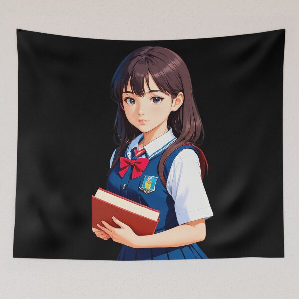 Item preview, Schoolgirl Holding Books in Uniform designed and sold by artwaves.