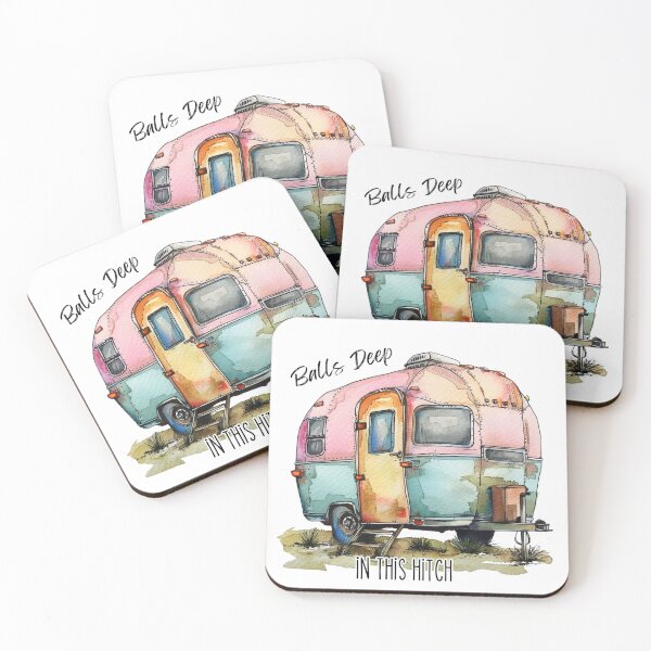 Item preview, Balls Deep in This Hitch - Funny watercolor Camper illustration designed and sold by bimbleDIY.