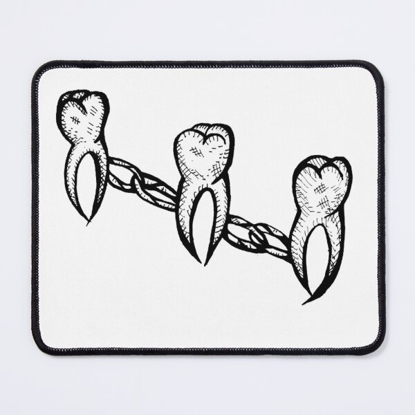 Item preview, 3 Teeth Metal Chain Grayscale Tooth Tattoo Style designed and sold by KayTurtless.