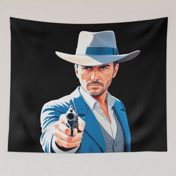 Item preview, Gunslinger pointing revolver straight ahead designed and sold by artwaves.