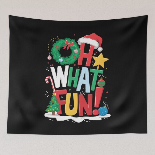 Item preview, Oh What Fun Christmas Tree Wreath Santa Hat Colorful designed and sold by clothesy7.