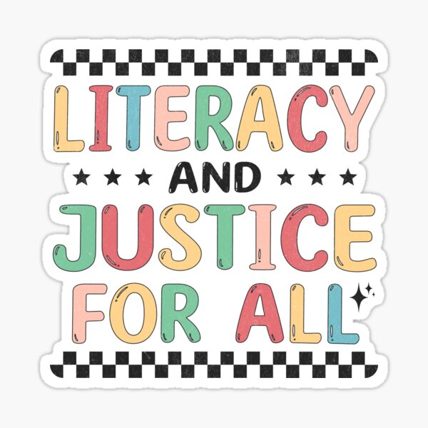 Item preview, Literacy and Justice for All Groovy Retro designed and sold by beansterp.