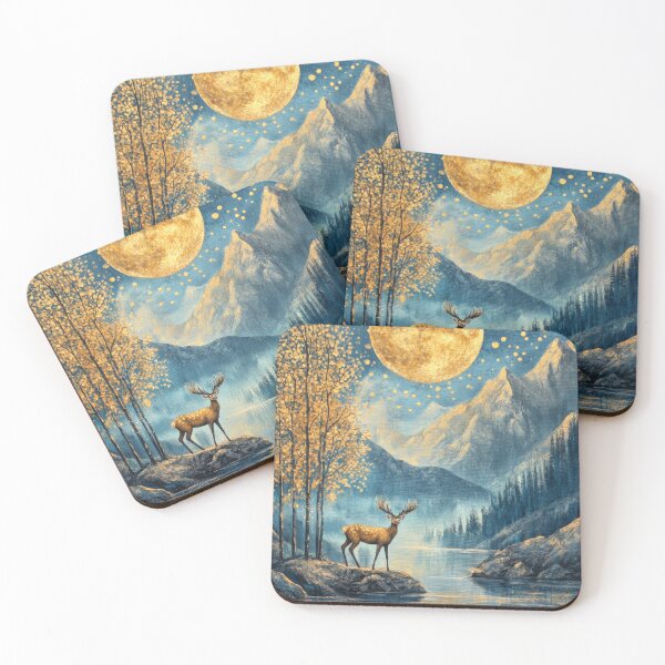 Item preview, Beautiful fantasy painting of deer by the lake designed and sold by MargaretWiktor.