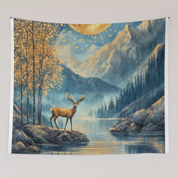 Item preview, Beautiful fantasy painting of deer by the lake designed and sold by MargaretWiktor.