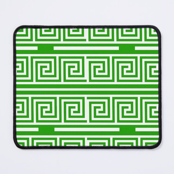 Item preview, Green White Greek Key Meander Pattern designed and sold by PatternTitan.