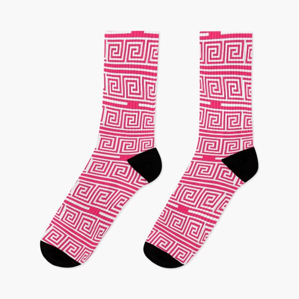 Item preview, Pink White Greek Key Meander Pattern designed and sold by PatternTitan.