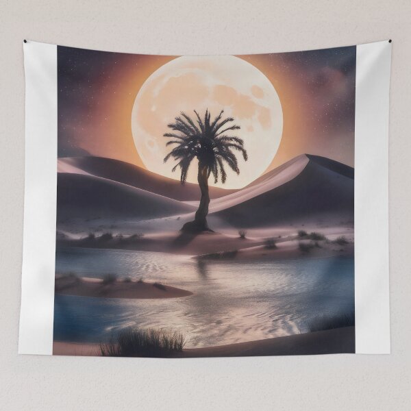 Item preview, Moon over the desert. designed and sold by MyHappyArtShop.