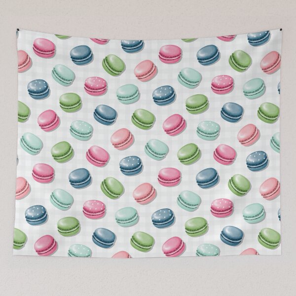 Item preview, Cute Macaron in Pink Blue Teal Green on Neutral Plaid designed and sold by RebeccaHDesign.