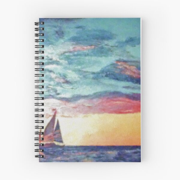 Item preview, Vintage 70s Sunset Sailboat Painting designed and sold by bloomingvine.