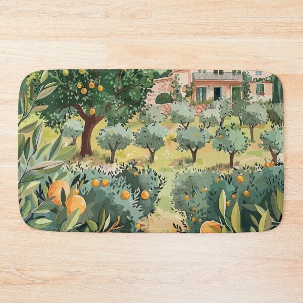 Item preview, Orange Tree Art Print, Mediterranean Wall Decor, Orange Tree Fields Poster, Citrus Orchard Illustration designed and sold by vinciellastudio.