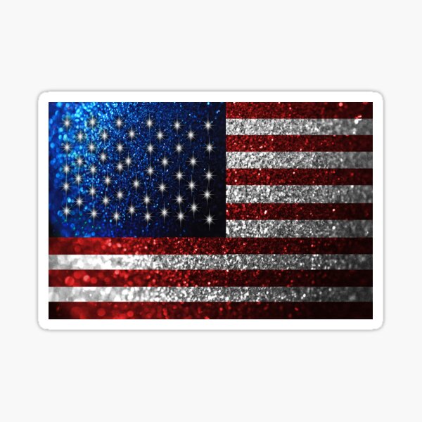 American Flag in Glitter Graphic Sticker