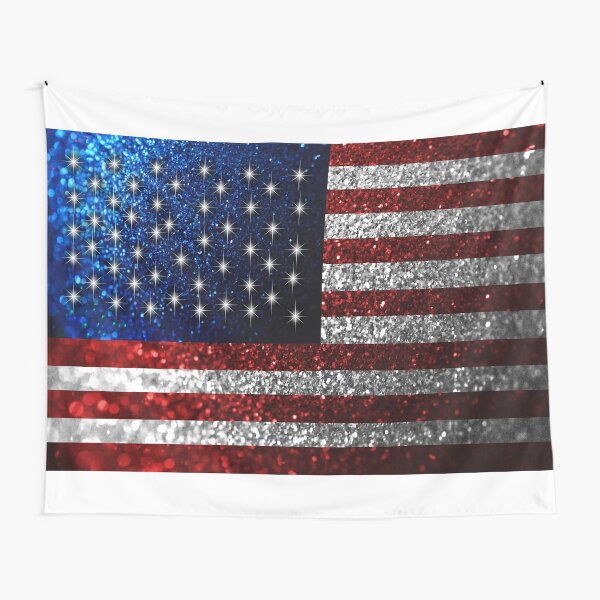 American Flag in Glitter Graphic Tapestry