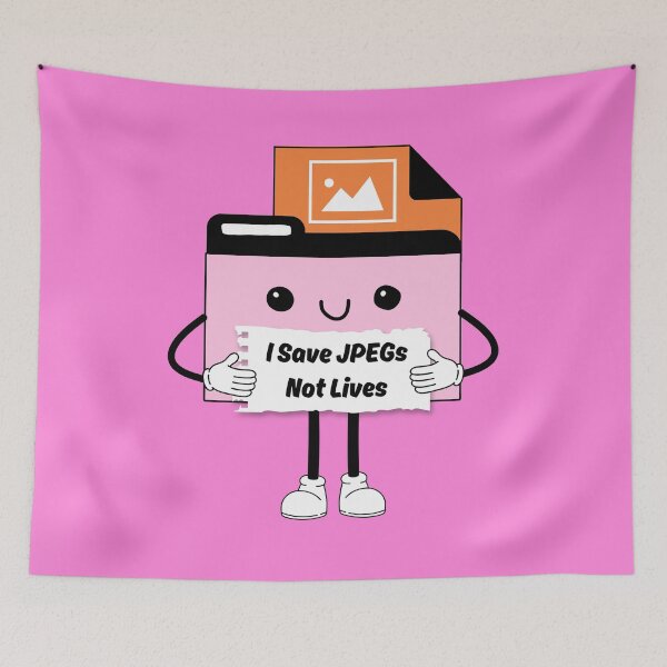 Item preview, I Save JPEGs Not Lives Cute Funny Graphic Icon Pink Orange designed and sold by mariahmoniquedesign.