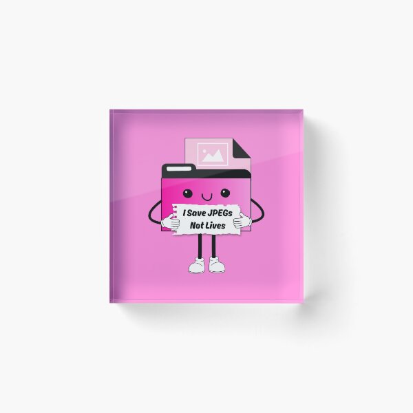 Item preview, I Save JPEGs Not Lives Cute Funny Graphic Icon Hot Pink designed and sold by mariahmoniquedesign.
