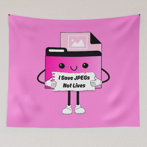 Item preview, I Save JPEGs Not Lives Cute Funny Graphic Icon Hot Pink designed and sold by mariahmoniquedesign.