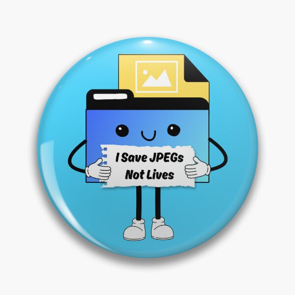 Item preview, Save JPEGs Not Lives Cute Funny Graphic Icon Blue Yellow designed and sold by mariahmoniquedesign.