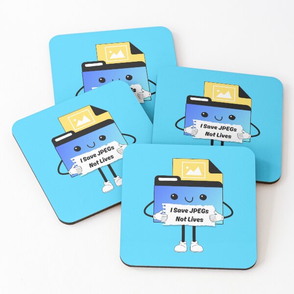 Item preview, Save JPEGs Not Lives Cute Funny Graphic Icon Blue Yellow designed and sold by mariahmoniquedesign.
