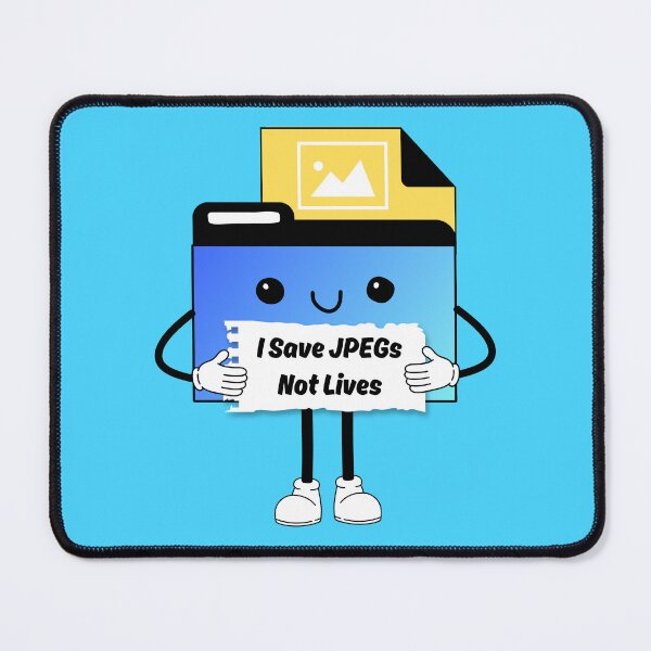 Item preview, Save JPEGs Not Lives Cute Funny Graphic Icon Blue Yellow designed and sold by mariahmoniquedesign.