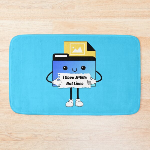 Item preview, Save JPEGs Not Lives Cute Funny Graphic Icon Blue Yellow designed and sold by mariahmoniquedesign.