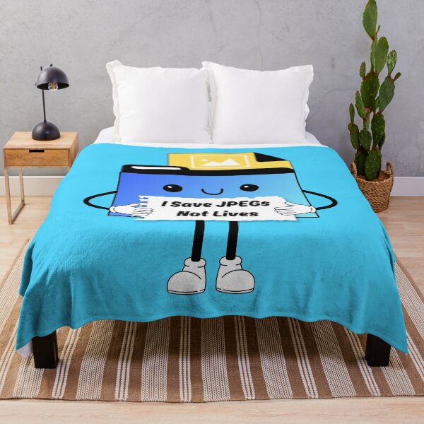 Item preview, Save JPEGs Not Lives Cute Funny Graphic Icon Blue Yellow designed and sold by mariahmoniquedesign.