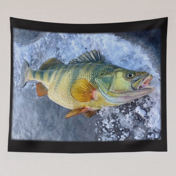 Item preview, Ice Fishing, Jumbo Yellow Perch, Original Painting designed and sold by crbtee.