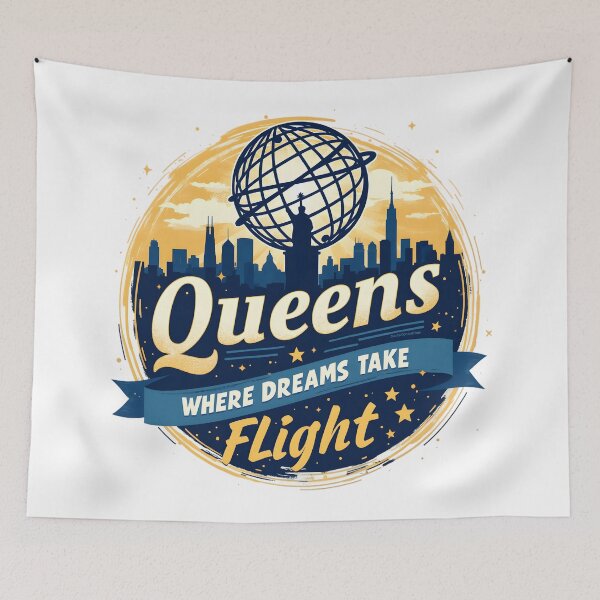 Item preview, queens new york where dreams take flight designed and sold by mood-draftsman.