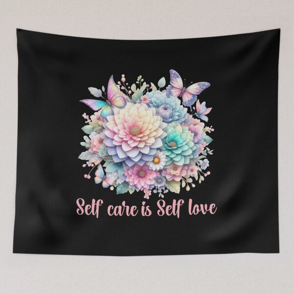 Item preview, SELF CARE IS SELF LOVE, FLORAL BUTTERFLY MENTAL HEALTH QUOTES, SELF LOVE QUOTES designed and sold by PRINYOS.