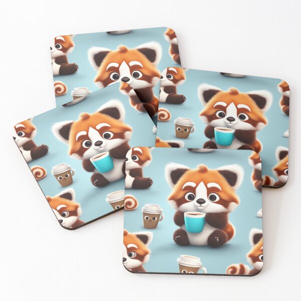 Item preview, Cute Sleepy Red Panda Holding Coffee Cartoon Vector Icon designed and sold by hjian8219.