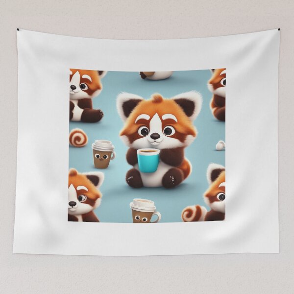 Item preview, Cute Sleepy Red Panda Holding Coffee Cartoon Vector Icon designed and sold by hjian8219.