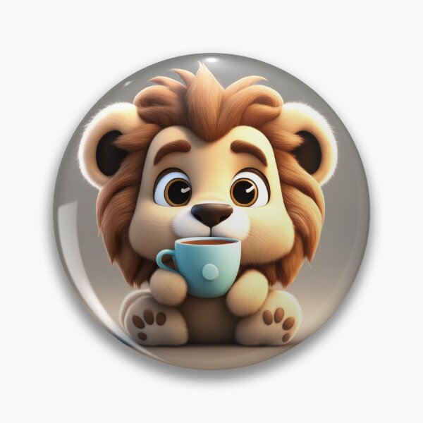 Item preview, Cute Sleepy Lion Holding Coffee Cartoon Vector Icon designed and sold by hjian8219.