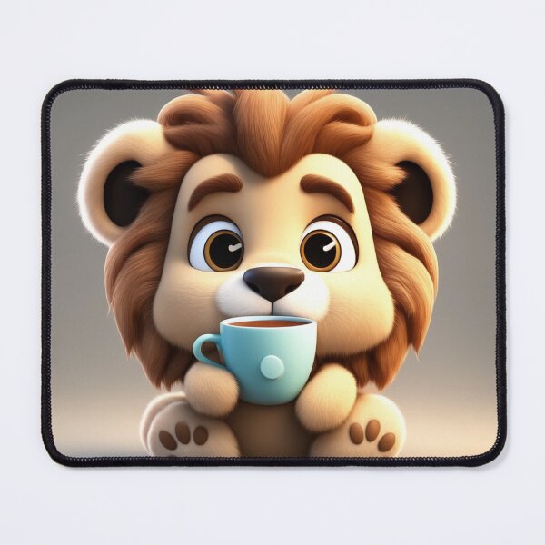Item preview, Cute Sleepy Lion Holding Coffee Cartoon Vector Icon designed and sold by hjian8219.