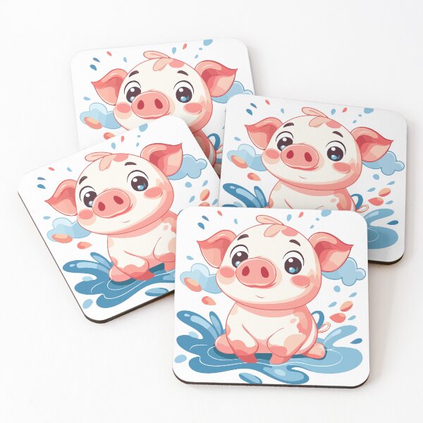 Item preview, Cute Piglet in Water | Adorable Farm Animal Art designed and sold by -DEEWOLF-.