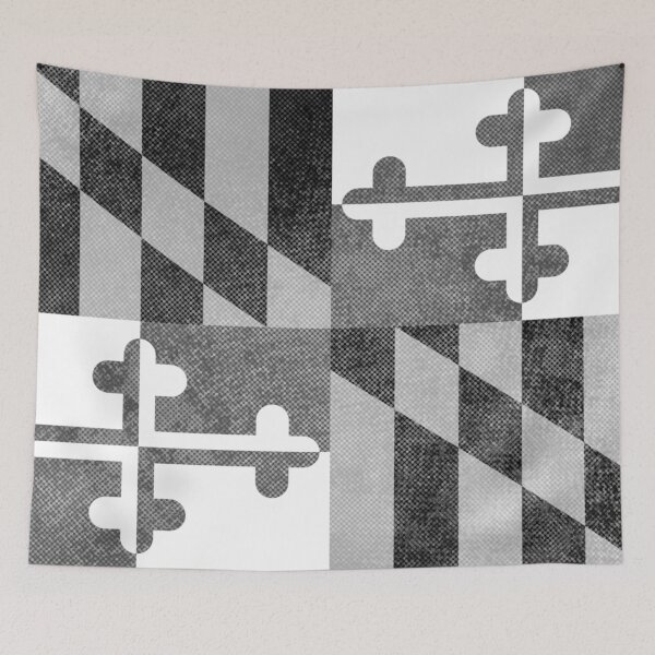 Item preview, Grayscale Maryland Flag, Horizontal designed and sold by merlinmerchshop.