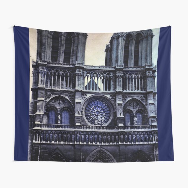Vintage Notre Dame Cathedral Dark Tapestry
