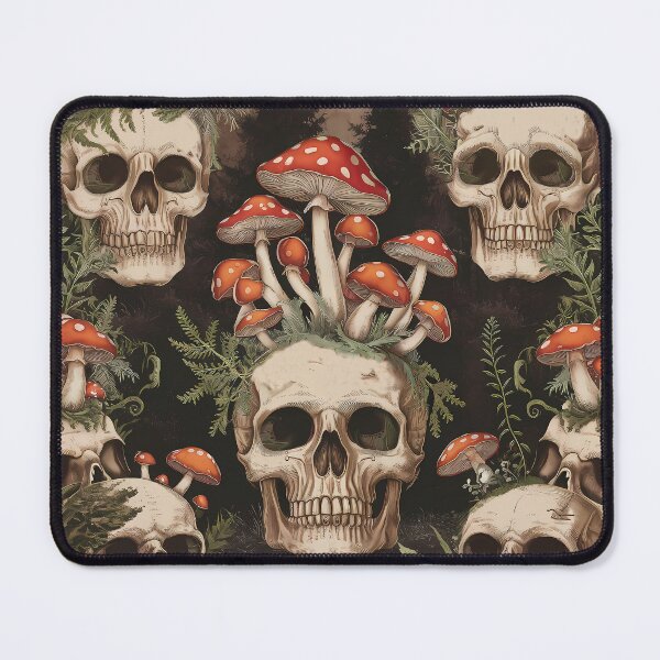 Item preview, Dark forest goblincore aesthetic goblin forestcore skulls and red amanita mushrooms designed and sold by Fantasy Cache.