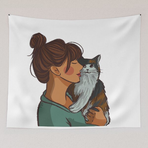 Item preview, A picture of a woman with her cat   designed and sold by Hessah-HA.