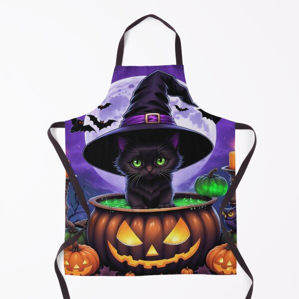 Item preview, Black Cat Familiar Under a Purple Full Moon designed and sold by TechnoWhimsy.