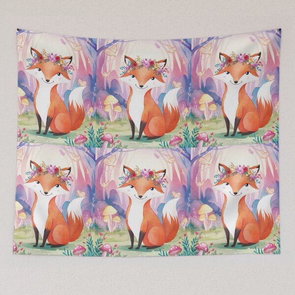 Item preview, Whimsical Fox. Fantasy cute fox, magical forest, enchanting woodland, vintage fox designed and sold by FoxVibes.
