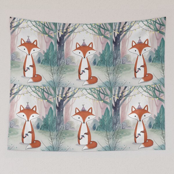 Item preview, Whimsical Fox. Fantasy cute fox, magical forest, enchanting woodland, vintage fox designed and sold by FoxVibes.