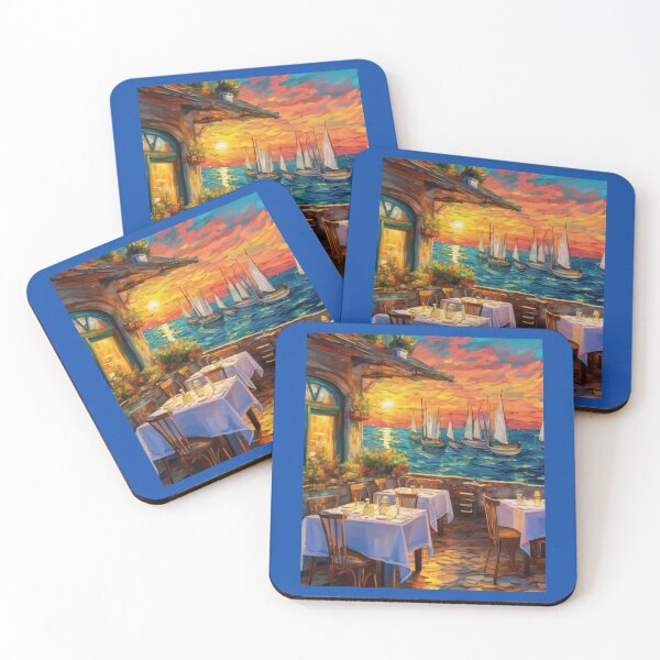 Item preview, "Seaside Serenity: A Cozy Restaurant by the Sea" designed and sold by Artisticanvas.