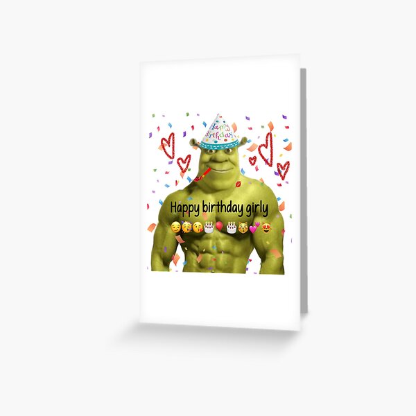 Item preview, Muscular Shrek wishes you happy birthday girly designed and sold by MuscleSherk.