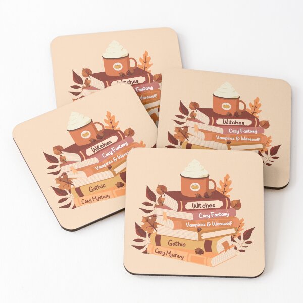 Item preview,  Stack of Fantasy Books to read in autumn with coffee and orange leaves  designed and sold by The Literary Phoenix.