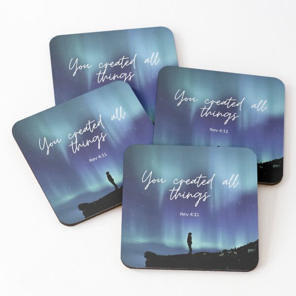Item preview, Tranquil night sky scene featuring the timeless words of Rev 4:11 "You created all things" designed and sold by JWGifts4U.