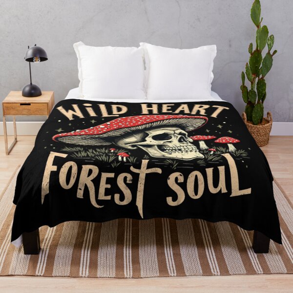 Item preview, Wild heart forest soul - skull and red mushrooms goblincore gift for mountain lovers dark fantasy camping designed and sold by Fantasy Cache.